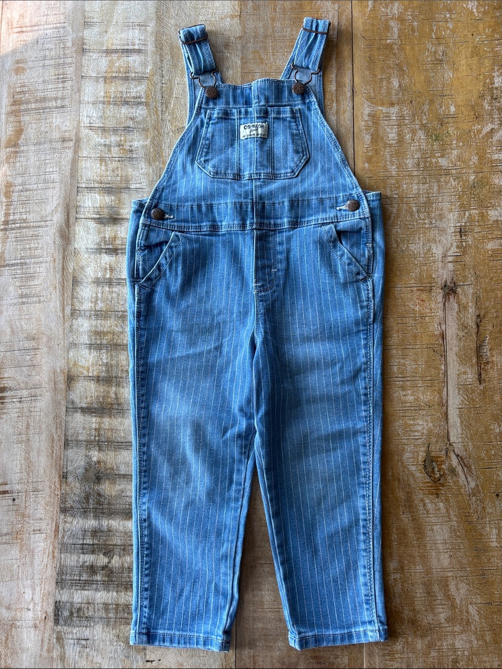 NWOT Oshkosh Pinstripe Denim Overalls 3t